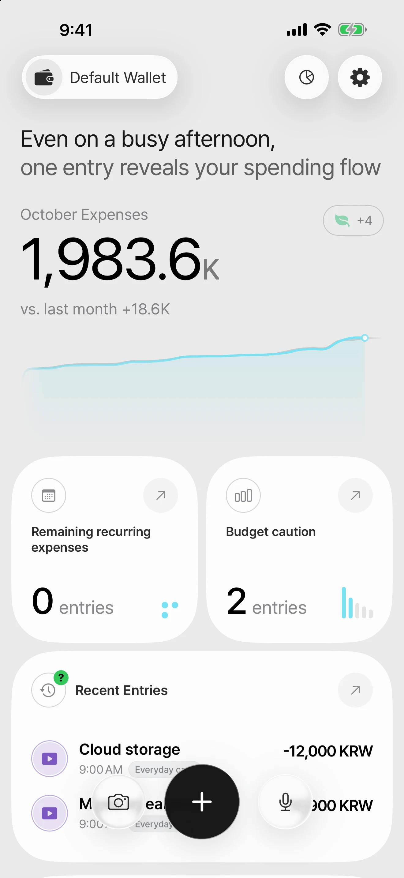 DonUp Home screen in the Sky Blue light theme